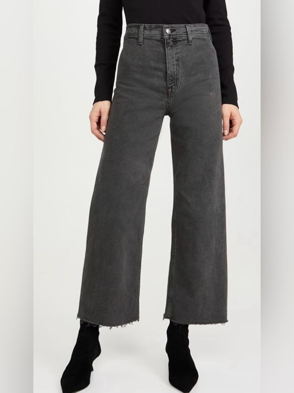 pistola High-Rise Wide Leg Jeans in Charcoal Gray